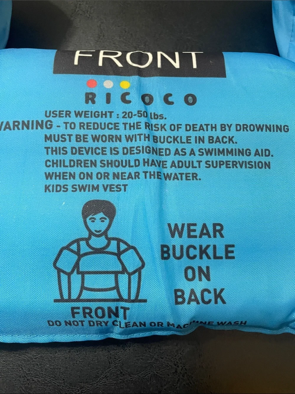 Blue Kids Swim Vest w Sea Life Print Like New  20 to 50 lbs. Ricoco unisex